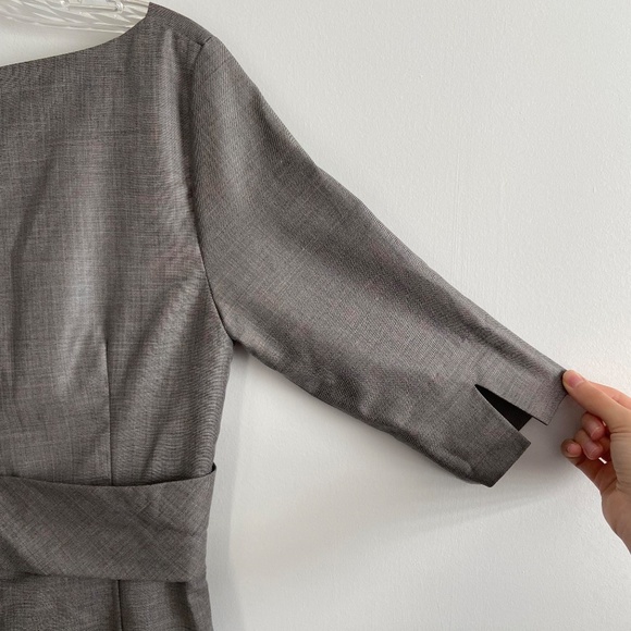 VINTAGE YSL SILK COTTON RARE PREPPY OFFICE ACADEMIA V NECK WRAP COCKTAIL DRESS - Picture 7 of 11